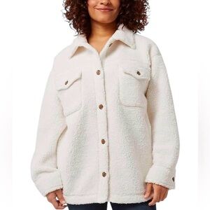 32 Degrees Heat Women's white Button Down Sherpa Shirt XS/S